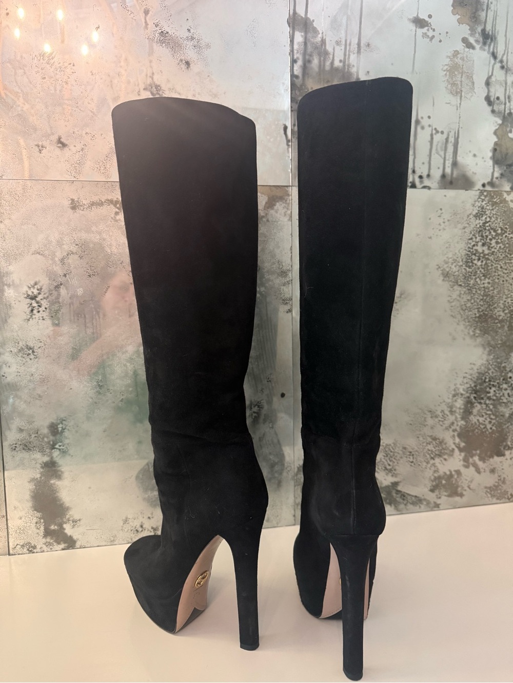 Gucci Black Suede Platform Stiletto Boots - Picture 4 of 7